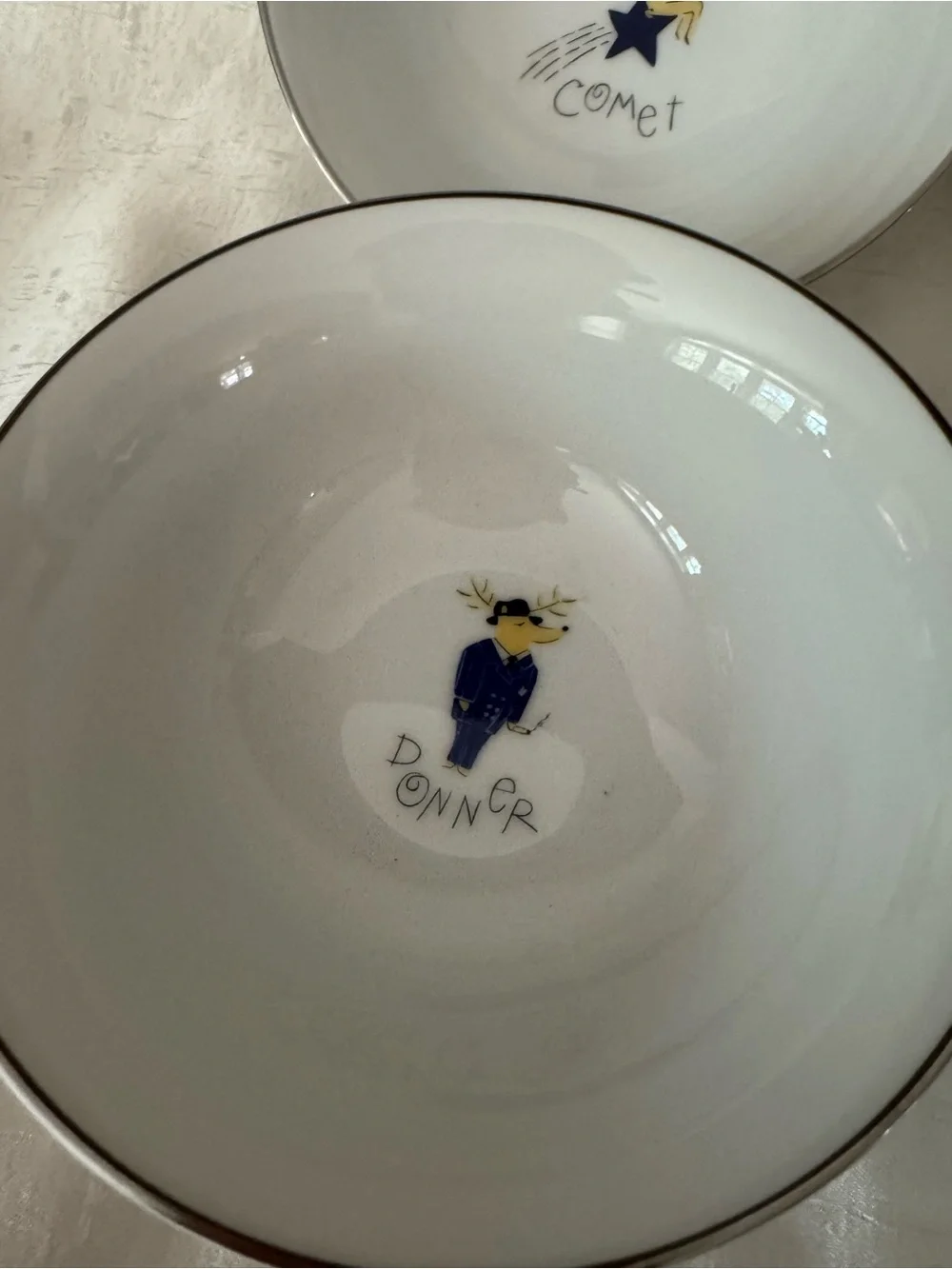 Vintage Pottery Barn Reindeer Cereal Bowls - Set of 4
